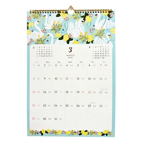 クローズピン 2026年 トモコA3壁掛カレンダー CL95680 1冊（直送品