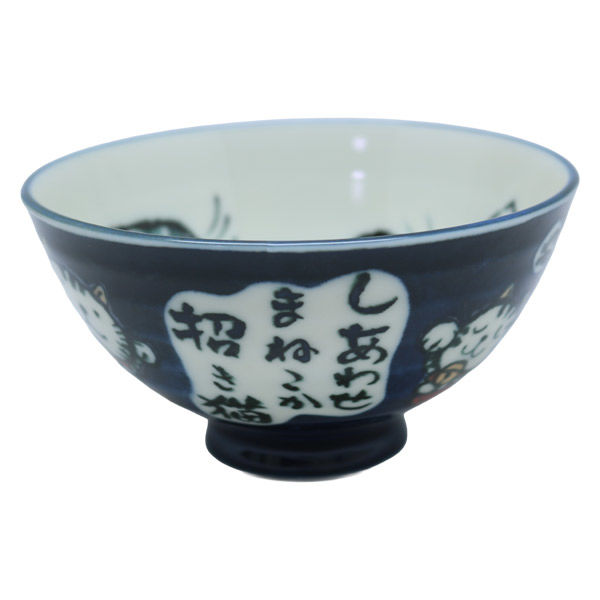 美濃陶苑 陶磁器 招き猫茶碗青中平 22-54-3 1セット(5個入)（直送品