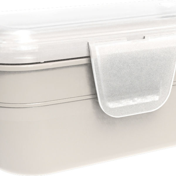 ホワイトプラスチック弁当箱 ストラップのみ アスベル お弁当箱 2段 600ml パッキン一体型 ランタス ホワイト