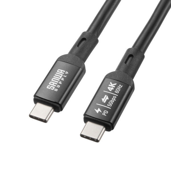 USB5Gbps Type-Cケーブル　PD75W・DP Altモード対応・5m サンワサプライ USB5Gbps Type-Cケーブル（PD75W・DP Altモード対応