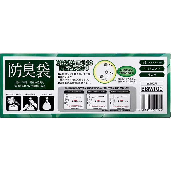 日本技研工業 防臭袋 Mサイズ 100枚入 BBM100 4904118702725 1セット(1箱(100枚入×40袋)（直送品）