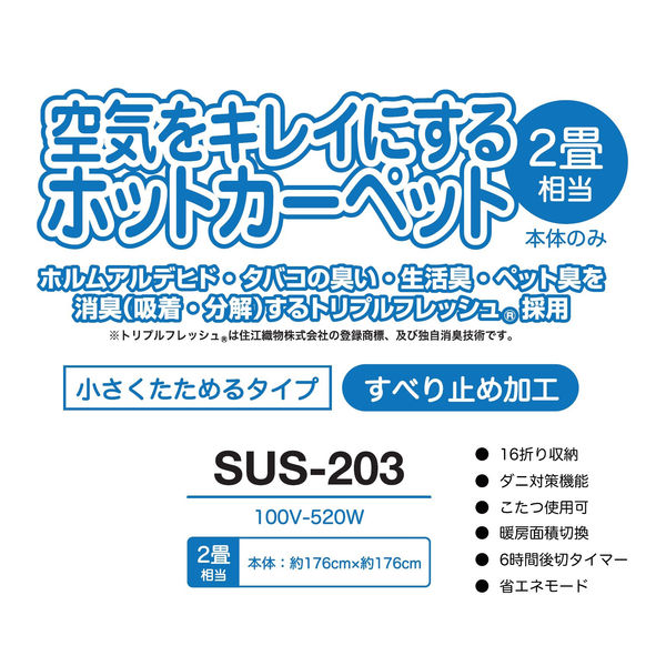 YAMAZEN（山善） 空気をキレイにする 電気カーペット 2畳 SUS-203 1台