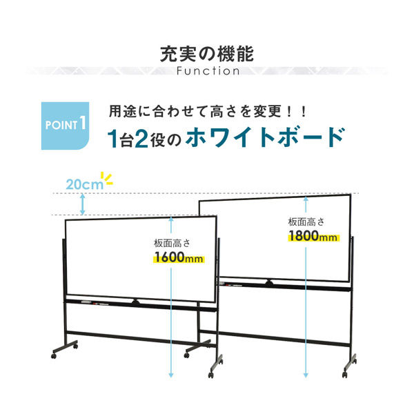 ネットフォース FLEX BOARD ホワイトボード スチール 両面 幅1880×奥行