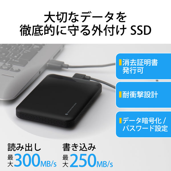 SSD 外付け 960GB ハードウェア暗号化 USB3.2（Gen1）ブラック ESD ...