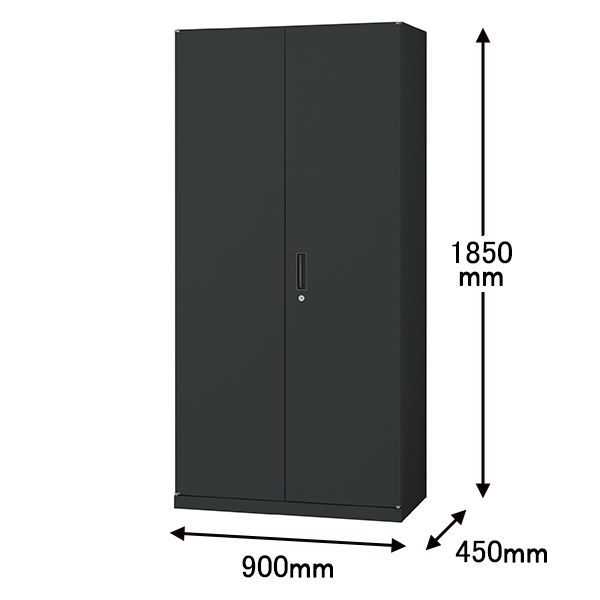 オカムラ スチール収納VILLAGE 両開き(シリンダー錠) 5段 本体(下置き) 幅900×奥行450×高さ1850mm ブラック 1台(取寄品)