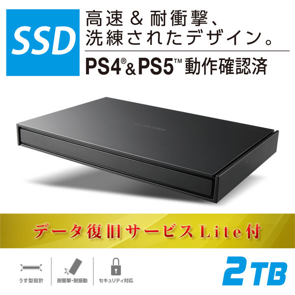 SSD 外付け ポータブル 2TB USB3.2(Gen1) 耐衝撃 ブラック ESD