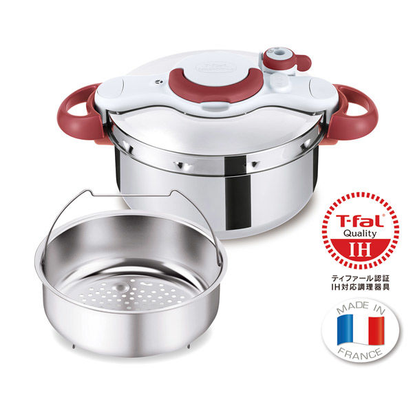 T-fal クリプソ ミニット イージー 圧力鍋 ルビーレッド 4.5L P4620669 1個（直送品） - アスクル