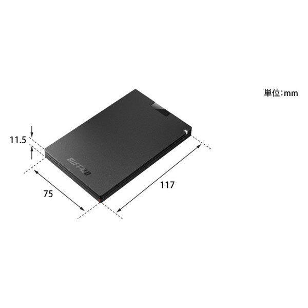 ポータブルSSD 500GB バッファロー SSD-PG500U3-BC 1台 - アスクル