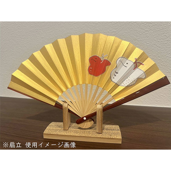 京扇堂 新年扇 5寸親溜塗骨 干支 午(ゴールド地)(扇子+扇立 /箱)×20箱