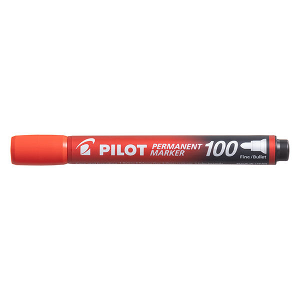 パイロット パーマネントマーカー100 油性ペン 中字丸芯 レッド 赤 MPM-10F-R 1本
