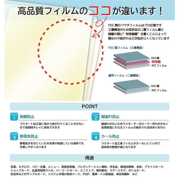 両面マット加工 ラミネートフィルム A4 1パック（100枚入り