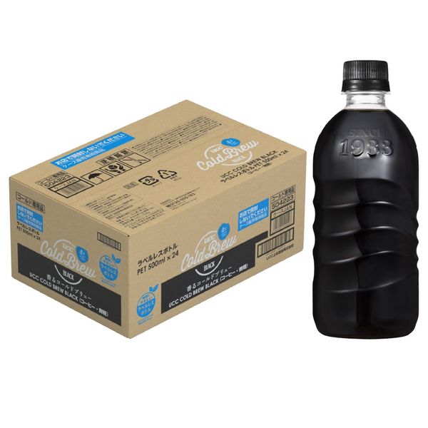 UCC上島珈琲 COLD BREW BLACK ラベルレスボトル 500ml 1箱（24本入