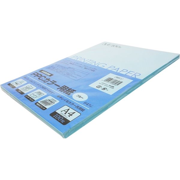 ニッケン文具 PPCカラー用紙 A4 100枚 ブルー NKK-3 1セット(5冊