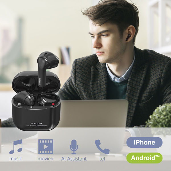 エレコム Bluetoothイヤホン/完全ワイヤレス/AAC対応/セミ