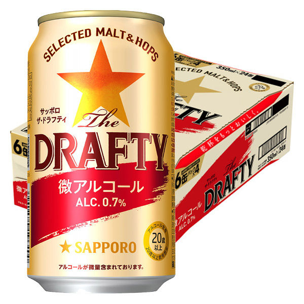 ノンアルコール 微アル サッポロ The DRAFTY 350ml 1ケース（24本 