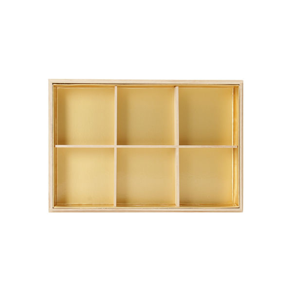 木具輪 高級桐弁当箱 6仕切 外寸264×180×H56mm SD197232-30 1箱(30個