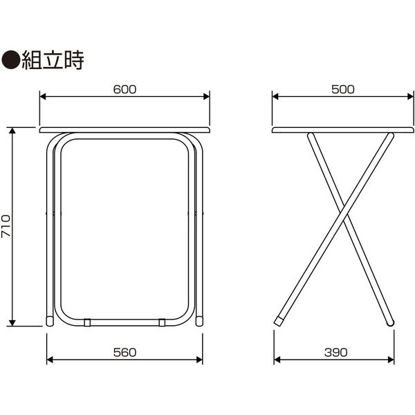 ナカバヤシ 折りたたみデスク 幅600×奥行500×高さ710mm ナチュラル木目