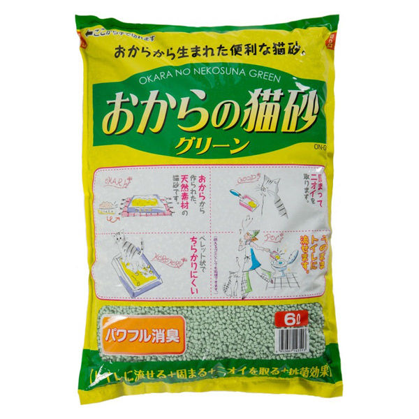 業界No.1 常陸化工 おからの猫砂グリーン6L×4個 (ケース販売)