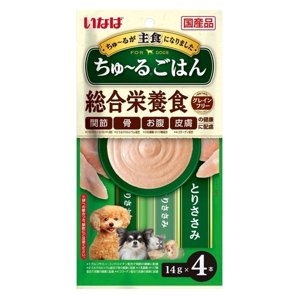 いなば ちゅーるごはん 犬 とりささみ 総合栄養食（14g×4本）国産 1セット（1袋×20）ちゅ～る ドッグフード - アスクル