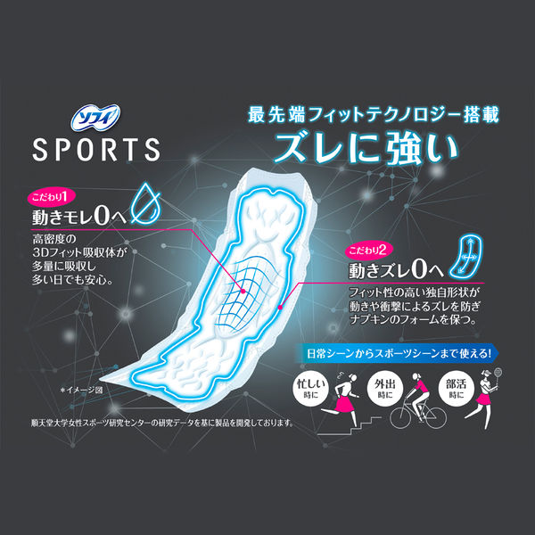 ナプキン 特に多い昼用 26cm 羽なし ソフィ SPORTS ズレに強い 1セット