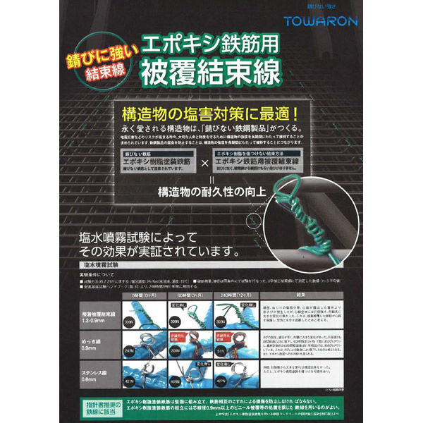 トワロン エポキシ鉄筋用被覆結束線 ＃18×500 アート