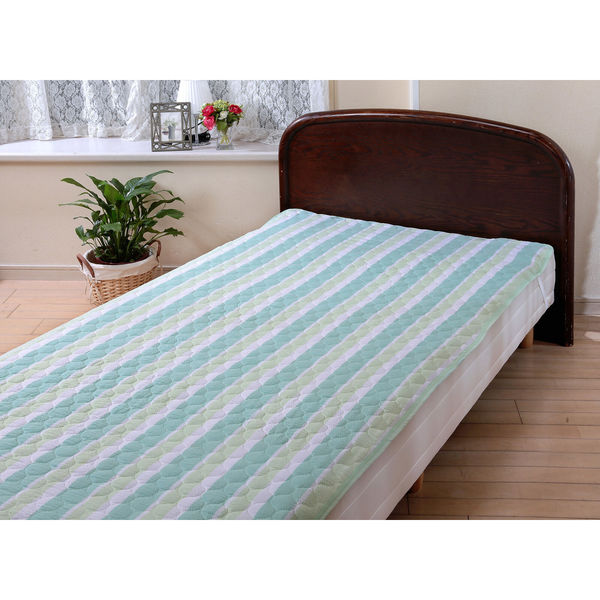 リードカキノ 吸湿速乾しじら織敷パッド シングル2色組 グリーン+