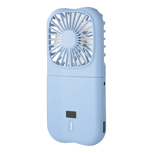 扇風機 首かけ ハンディファン 充電 モバイルバッテリー 3000mAh　青 ハンディファン 首掛け扇風機 卓上扇風機 モバイルバッテリー