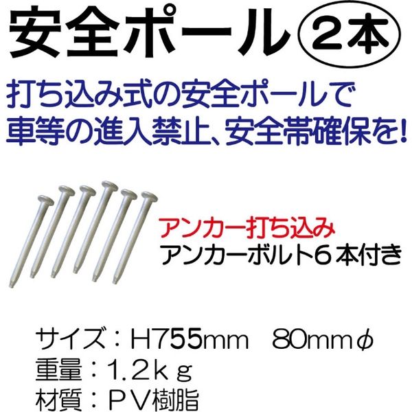 レックス 安全ポール2本 AP241 1セット（直送品） - アスクル