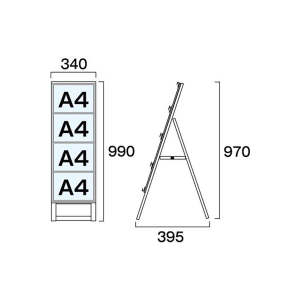 常磐精工 カードケーススタンド看板 A4横4片面 CCSK-A4Y4K 1台（直送品 