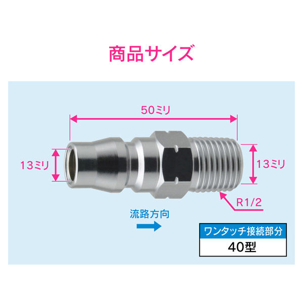 カクダイ ガオナ エアプラグ R1/2 40型 外ネジ GA-JM034 1個（直送品