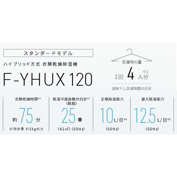 パナソニック ハイブリッド方式 衣類乾燥除湿機 F-YHUX120-H 1台