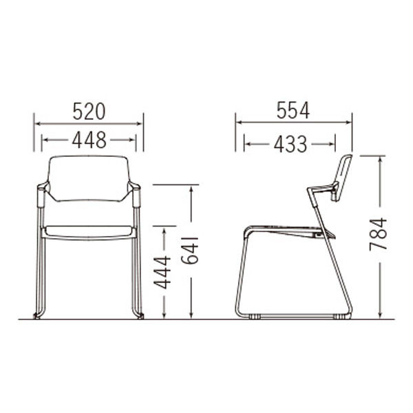 軒先渡し】SANKEI CM83-84 小肘付 スッタキングチェア レザーブラック