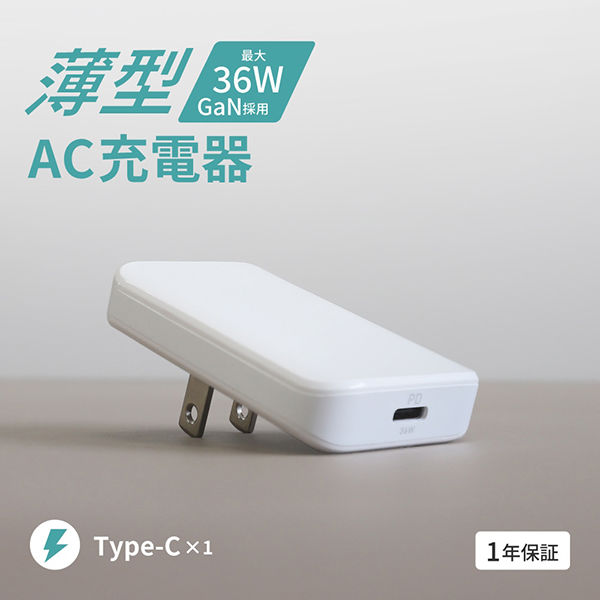 オウルテック 薄さ13mm PD36W GaN採用 USB Type-C×1 AC充電器 OEC