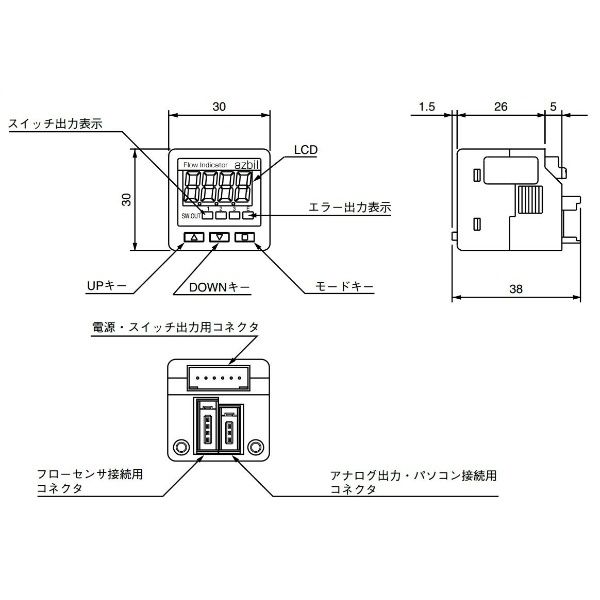 アズビル エアマスフローセンサMCS100用流量表示器 MCW100A100 1個（直送品） - アスクル