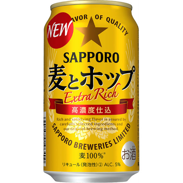 サッポロビール 新ジャンル 麦とホップ 350ml 1箱（24缶入） - アスクル