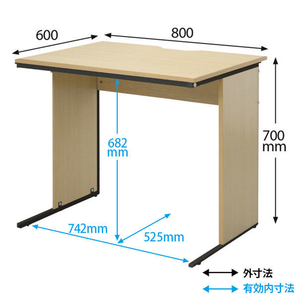 アール・エフ・ヤマカワ ワークデスク2 平机 幅800×奥行600×高さ700ｍｍ ナチュラル GZWD2-0860NA 1台 テレワークデスク