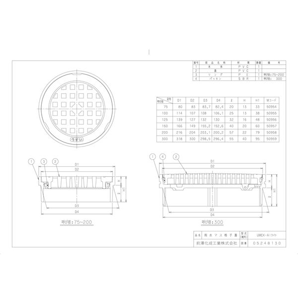 前澤化成工業 前澤 UMCK-AIライト200 蓋 雨水マス格子蓋 2323090（直送品）