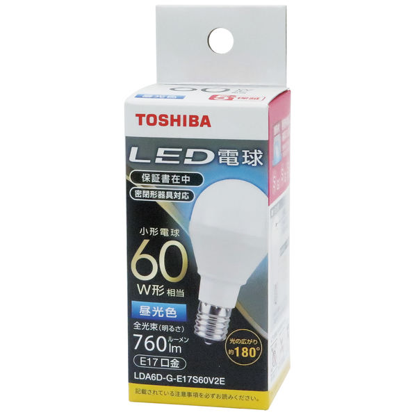 東芝 ミニクリプトン形LED電球 E17口金　60W形相当　昼光色　LDA6D-G-E17S60V2E