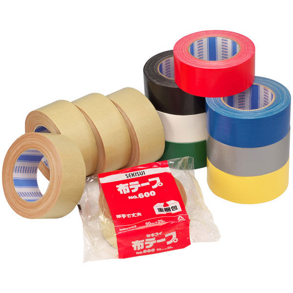 積水化学工業 カラー布テープ No.600 0.31mm厚 赤 幅50mm×長さ25m巻 1