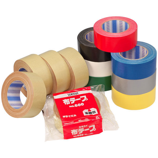 積水化学工業 カラー布テープ No.600 0.31mm厚 黄 幅50mm×長さ25m巻 1