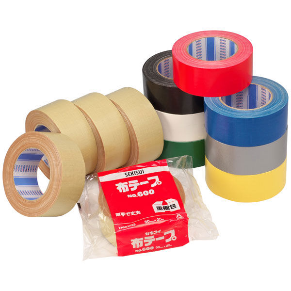 積水化学工業 カラー布テープ No.600 0.31mm厚 銀 幅50mm×長さ25m巻 1