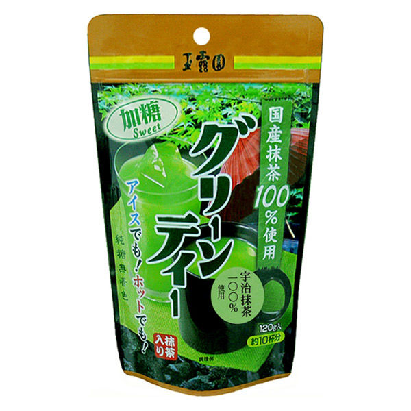 玉露園 国産抹茶100％使用 加糖 グリーンティー 1セット（120g×4袋