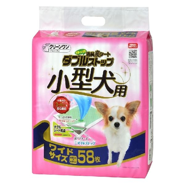 ダブルストップ クリーンワン 小型犬用 ワイド 58枚 4袋 ペットシーツ - アスクル