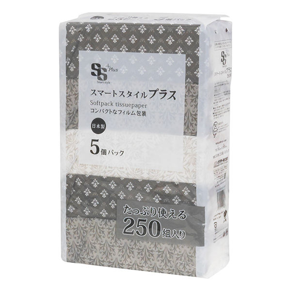 ティッシュペーパー 250組 （5個入）スマートスタイルプラス ソフト