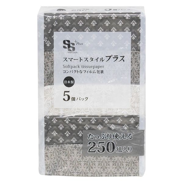 ティッシュペーパー 250組 （5個入）スマートスタイルプラス ソフト