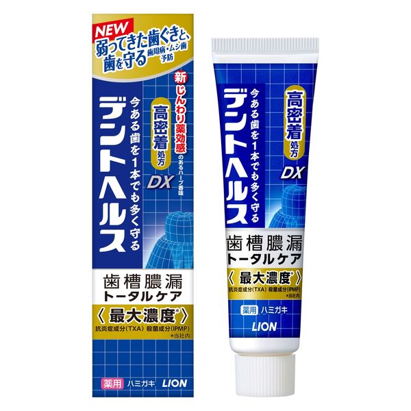 デントヘルス 薬用ハミガキDX 歯磨き粉 歯槽膿漏予防 虫歯予防 28g 1セット（3本）医薬部外品 ライオン - アスクル