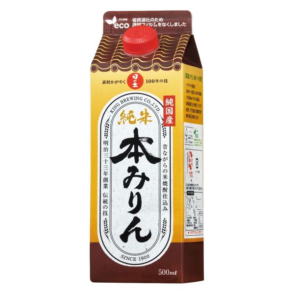 みりん出品です(^^) 日の出 純国産純米本みりん500ml 3本 紙パック キング醸造