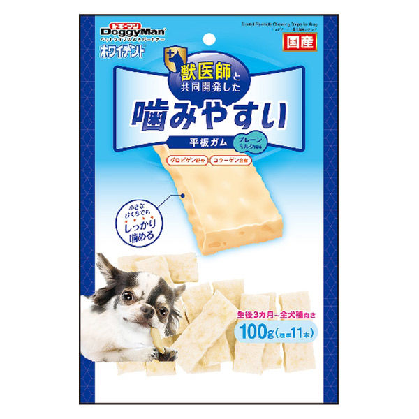 ドギーマン ホワイデント 犬用 噛みやすい 平板ガム プレーン 国産 100g 3個 おやつ - アスクル