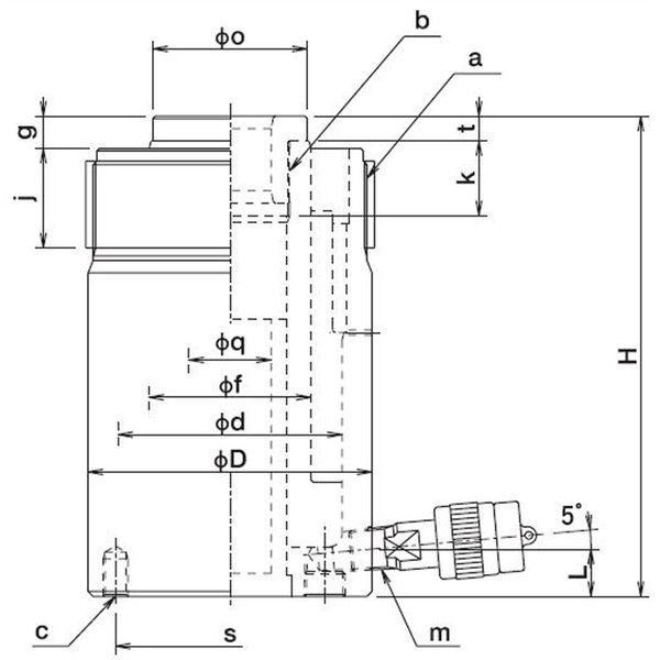 大阪ジャッキ製作所 EC形中空ジャッキ EC30S6 1個（直送品） - アスクル