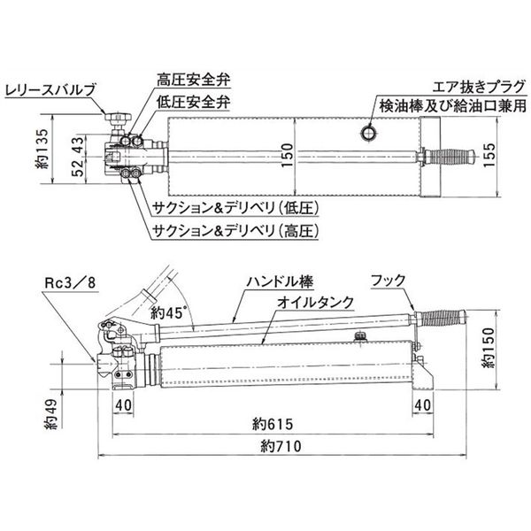 大阪ジャッキ製作所 TWA形手動ポンプ TWA-4 1個（直送品） - アスクル